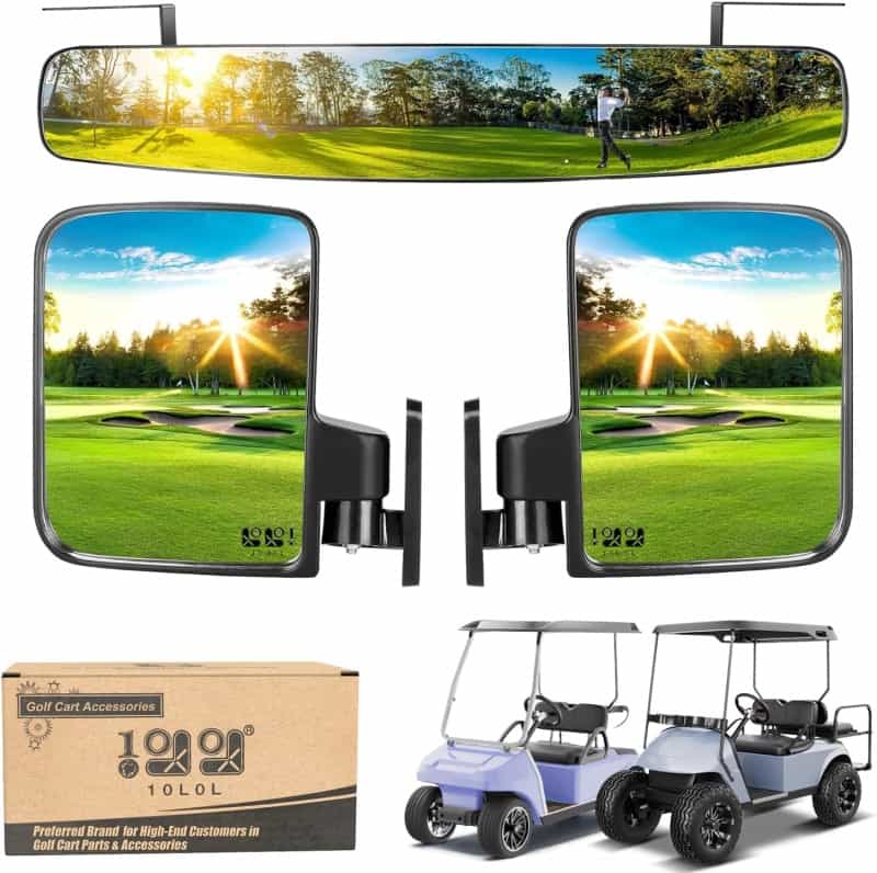 Golf Cart Side View Mirrors and Rear View Mirror