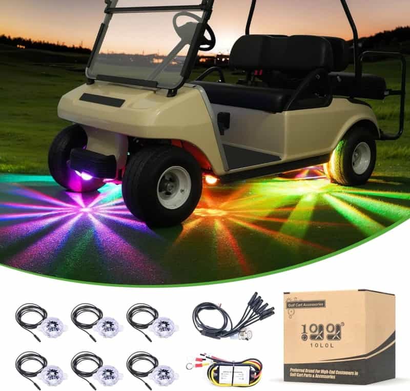 Multicolor Golf Cart Underglow Lights 6 Led Neon Lights With Dc Converter - 10L0l