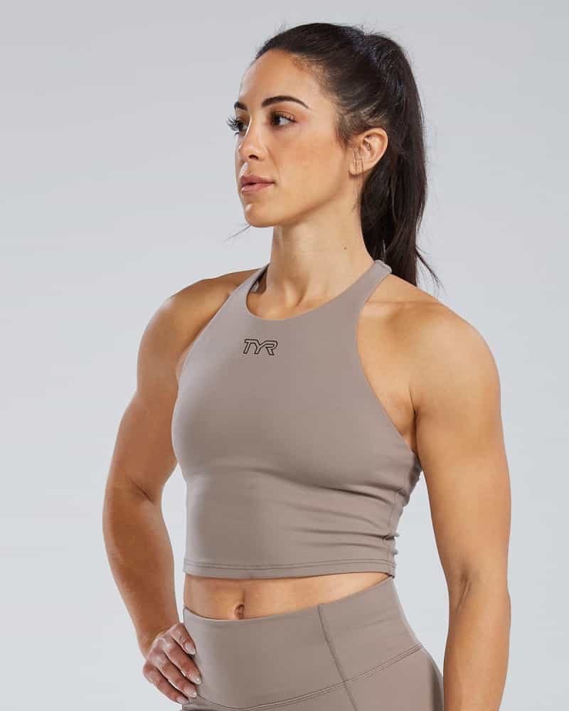 Joule Elite™ Cropped High Neck Sports Bra - Cinder