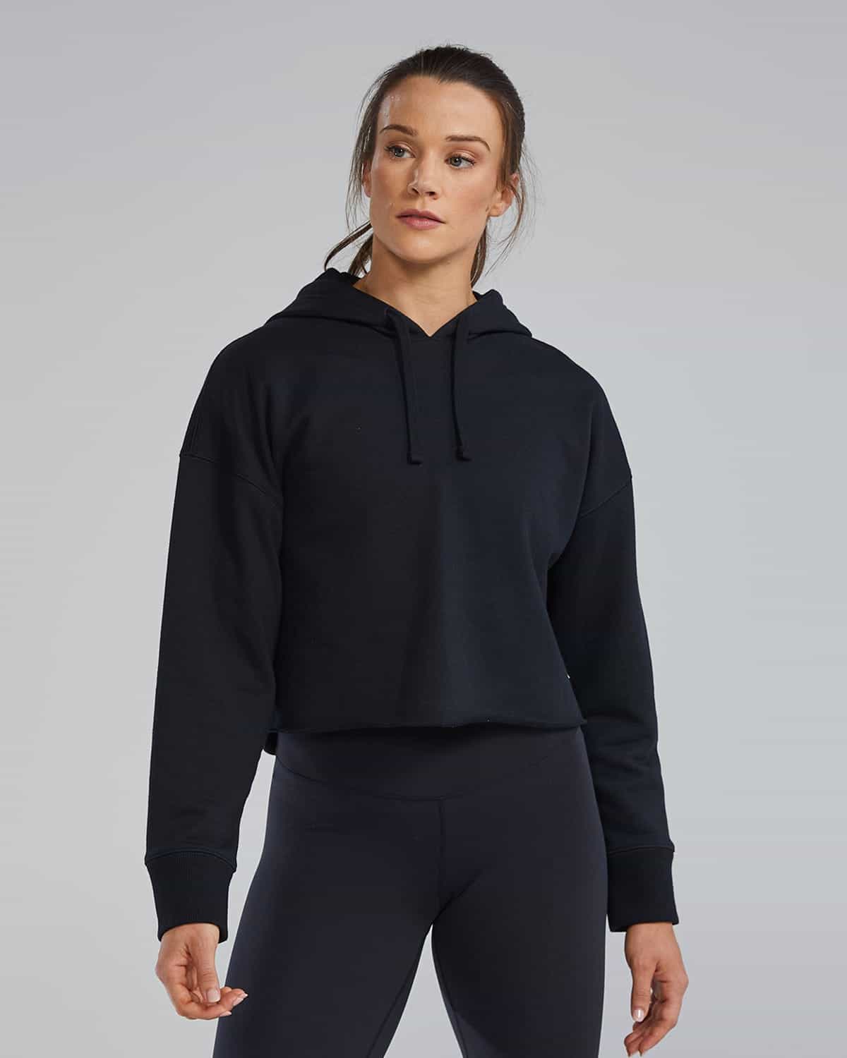 Women's Ultrasoft Heavyweight Terry Cropped Hoodie - Black