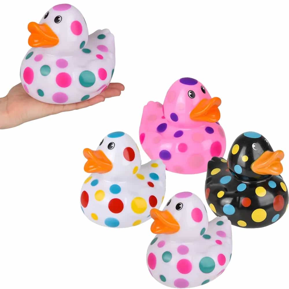 6" Polka Dot Rubber Ducky - Assorted Colors
