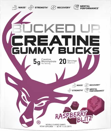 Bucked Up Creatine Gummies Raspberry Blitz 20 Servings
