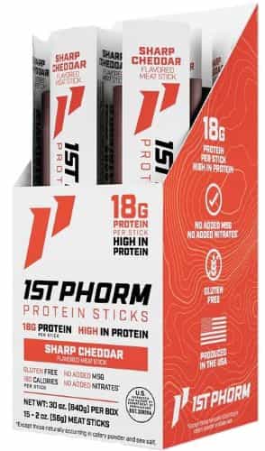 1St Phorm Protein Beef Sticks Sharp Cheddar 15 Sticks
