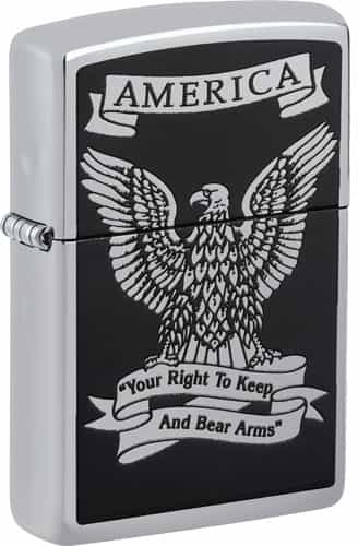 Zippo Windproof Lighter Eagle Right To Bear Arms