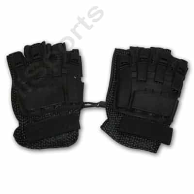 Iisports Paintball Airsoft Vented Armored Half Finger Leather Black Gloves