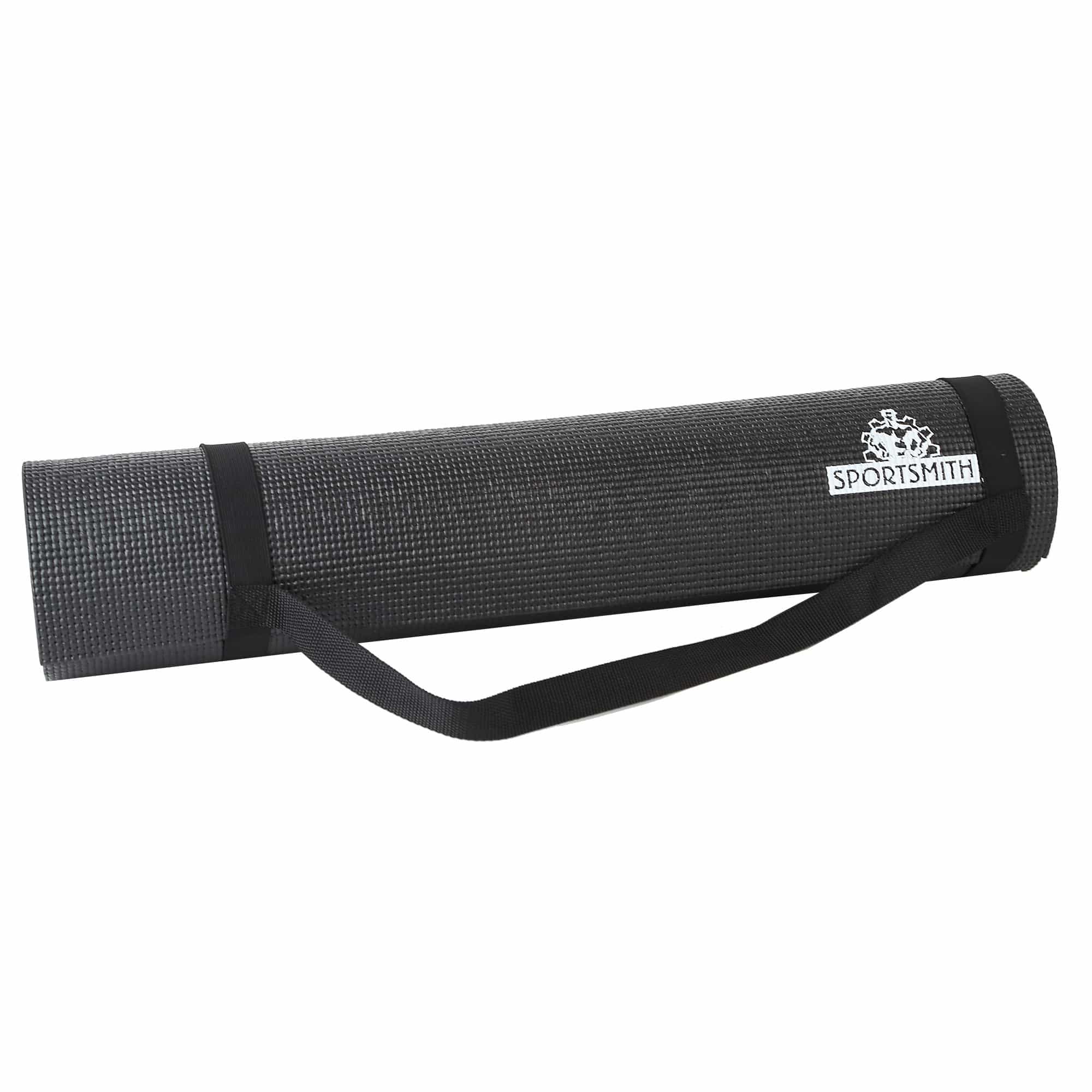 Yoga Mat With Carry Strap, 74" X 24" X 1/4", Black