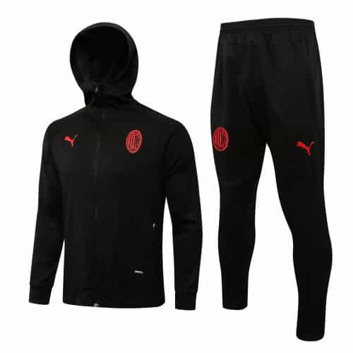 2021-2022 Ac Milan Hoodie Jacket + Pants Training Suit Black
