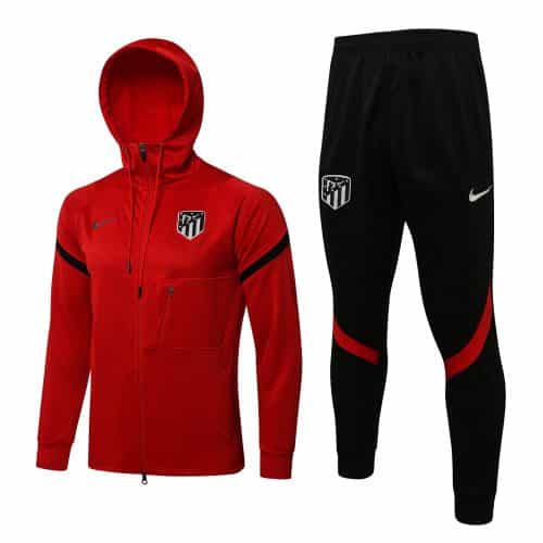 2021-2022 Atletico Madrid Hoodie Jacket + Pants Training Suit Red