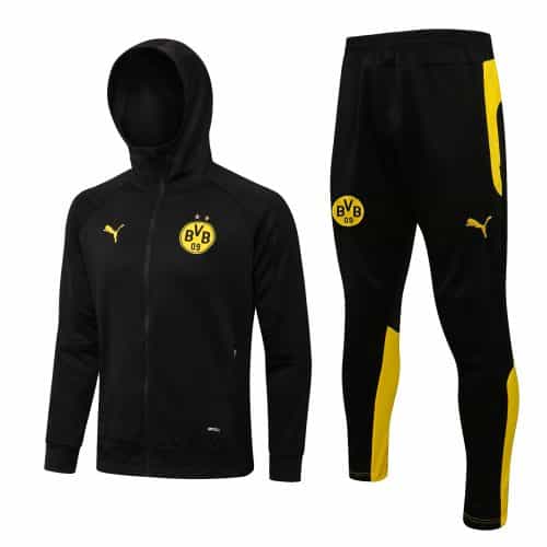 2021-2022 Dortmund Hoodie Jacket + Pants Training Suit Black