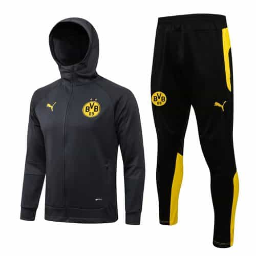 2021-2022 Dortmund Hoodie Jacket + Pants Training Suit Grey