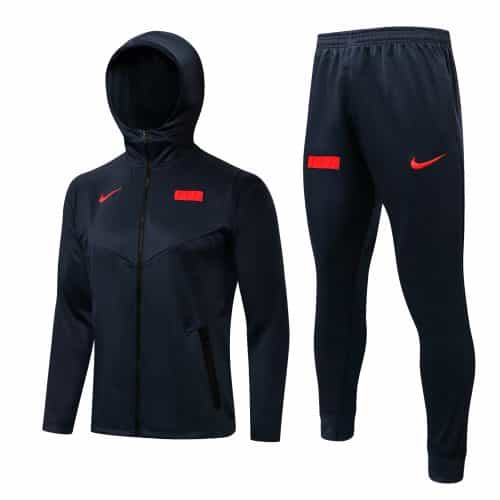 2021-2022 France Hoodie Jacket + Pants Training Suit Blue