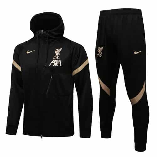 2021-2022 Liverpool Hoodie Jacket + Pants Training Suit Black