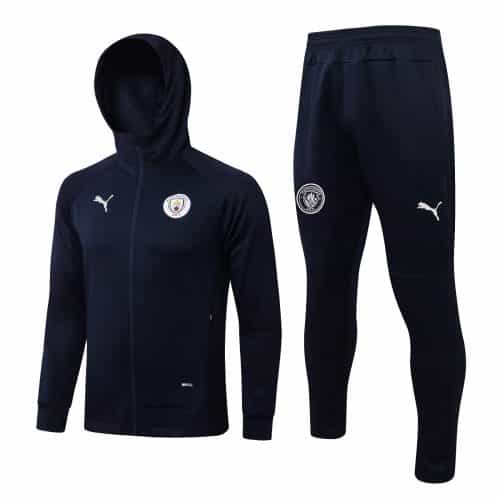 2021-2022 Manchester City Hoodie Jacket + Pants Training Suit Dark Blue