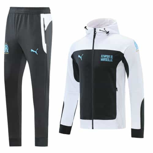 2021-2022 Marseille Hoodie Jacket + Pants Training Suit White