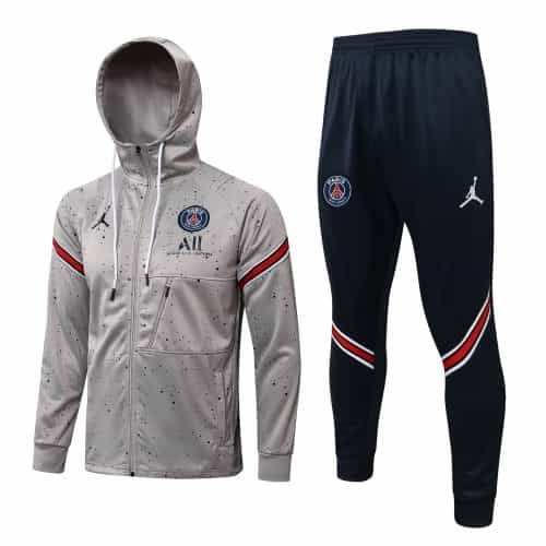 2021-2022 Psg Hoodie Jacket + Pants Training Suit Light Grey