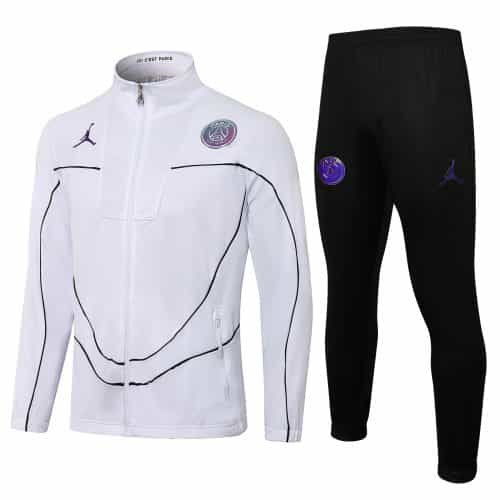 2021-2022 Psg Jacket + Pants Training Suit High Neck White