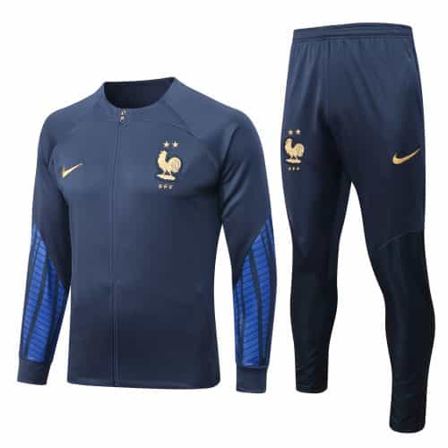 2022-2023 France Jacket + Pants Training Suit Dark Blue