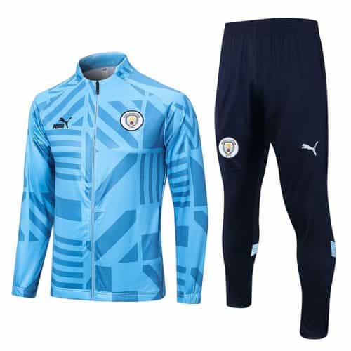 2022-2023 Manchester City Jacket + Pants Training Suit Light Blue