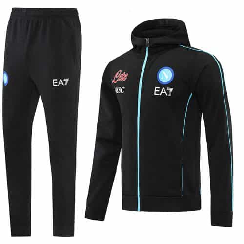 2022-2023 Napoli Hoodie Jacket + Pants Training Suit Black
