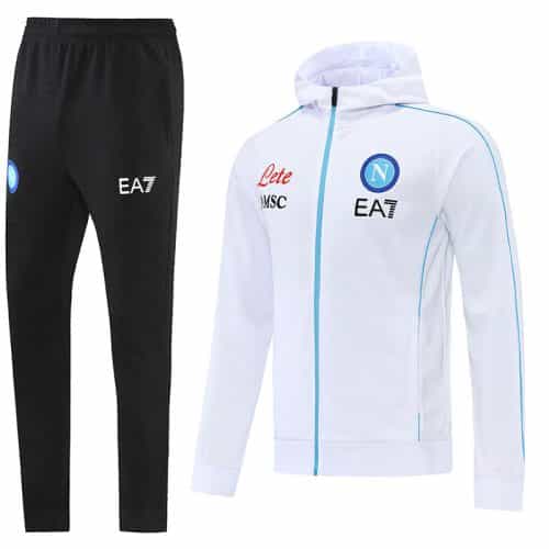 2022-2023 Napoli Hoodie Jacket + Pants Training Suit White