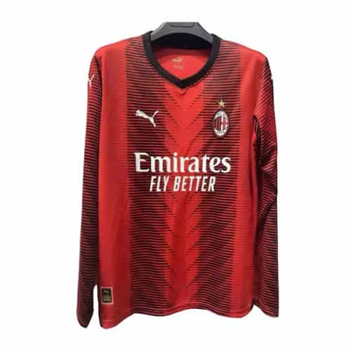 2023-2024 Ac Milan Home Long Sleeve Soccer Jersey