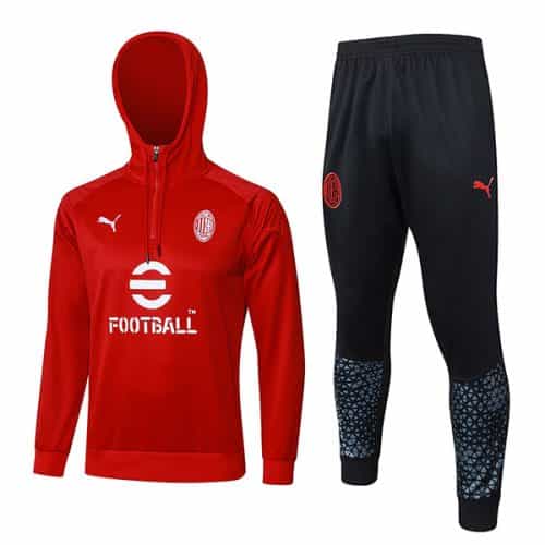 2023-2024 Ac Milan Hoodie Training Suit Red