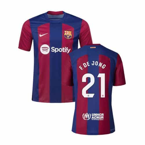 2023-2024 Barcelona De Jong #21 Home Soccer Jersey