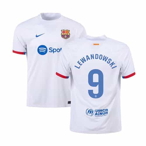 2023-2024 Barcelona Lewandowski #9 Away Soccer Jersey