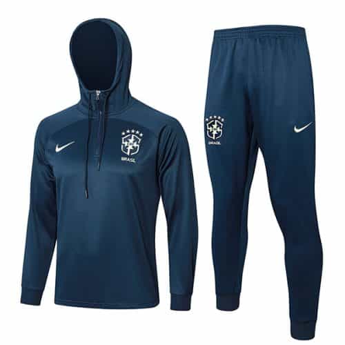 2023-2024 Brazil Hoodie Training Suit Royal Blue