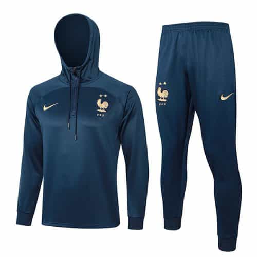 2023-2024 France Hoodie Training Suit Royal Blue