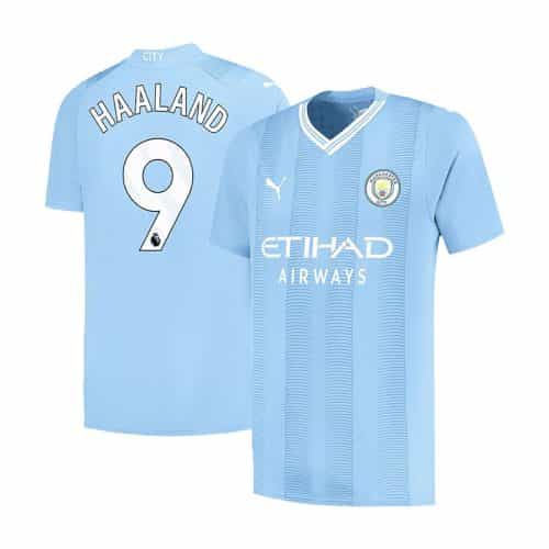 2023-2024 Manchester City Haaland #9 Home Soccer Jersey