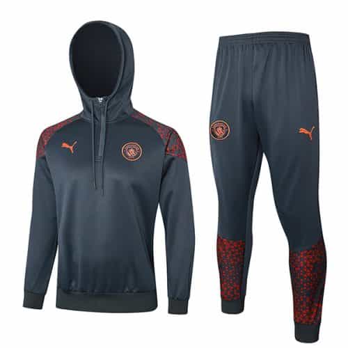 2023-2024 Manchester City Hoodie Training Suit Dark Gray