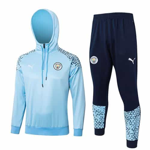 2023-2024 Manchester City Hoodie Training Suit Light Blue