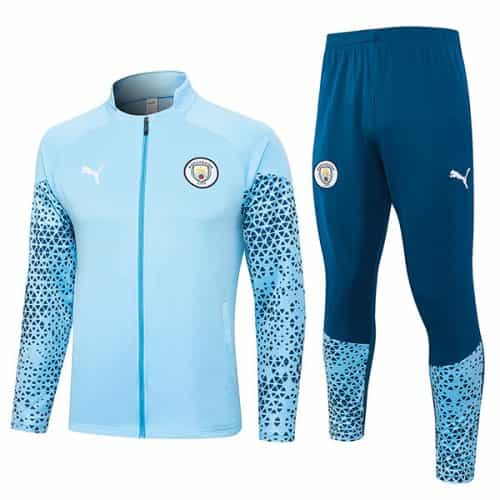2023-2024 Manchester City Jacket + Pants Training Suit Light Blue
