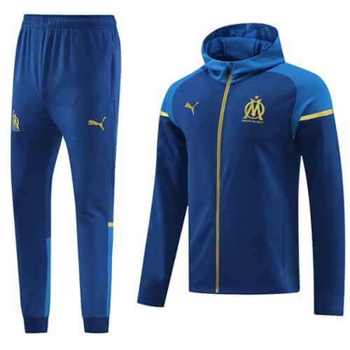2023-2024 Marseille Hoodie Jacket + Pants Training Suit Sapphire Blue