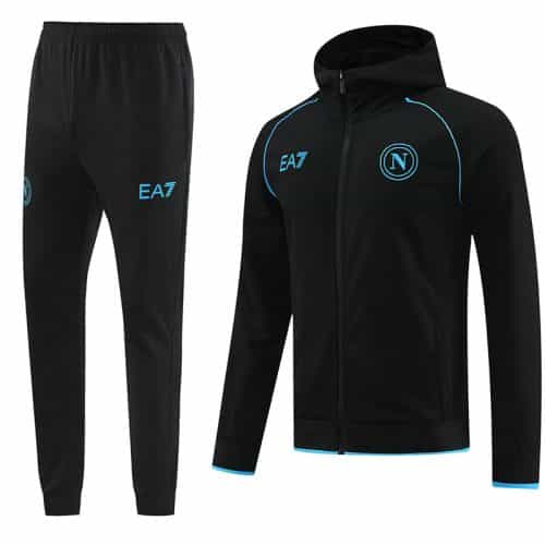 2023-2024 Napoli Hoodie Jacket + Pants Training Suit Black