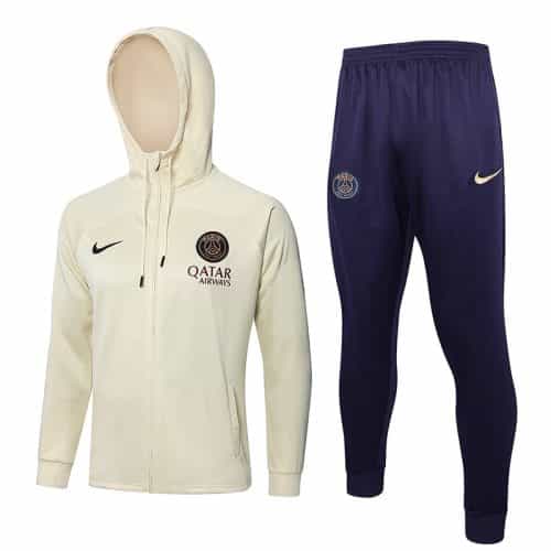 2023-2024 Psg Hoodie Jacket + Pants Training Suit Khaki