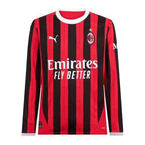 2024-2025 Ac Milan Home Long Sleeve Soccer Jersey