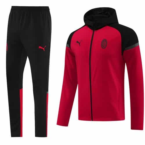 2024-2025 Ac Milan Hoodie Jacket + Pants Training Suit Red