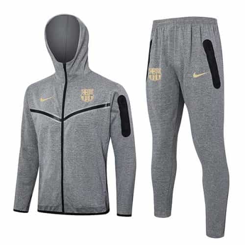 2024-2025 Barcelona Hoodie Jacket + Pants Training Suit Gray