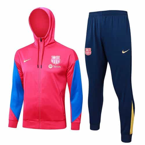 2024-2025 Barcelona Hoodie Jacket + Pants Training Suit Red