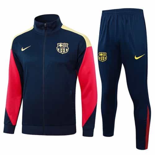 2024-2025 Barcelona Jacket + Pants Training Suit Dark Blue
