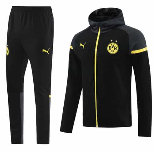 2024-2025 Dortmund Hoodie Jacket + Pants Training Suit Black