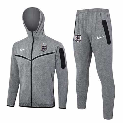 2024-2025 England Hoodie Jacket + Pants Training Suit Gray