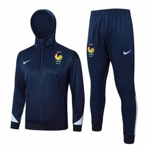 2024-2025 France Hoodie Jacket + Pants Training Suit Sapphire Blue