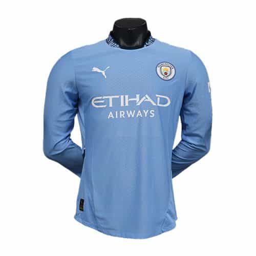 2024-2025 Manchester City Home Player Version Long Sleeve Soccer Jersey