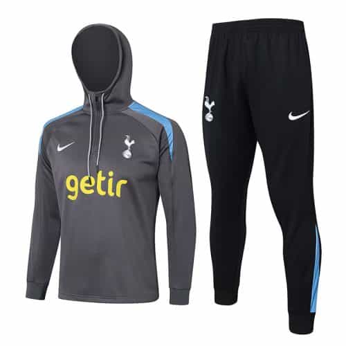 2024-2025 Tottenham Hotspur Hoodie Jacket + Pants Training Suit Dark Gray