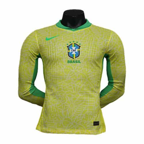 2024 Brazil Copa America Home Player Version Long Sleeve Soccer Jersey