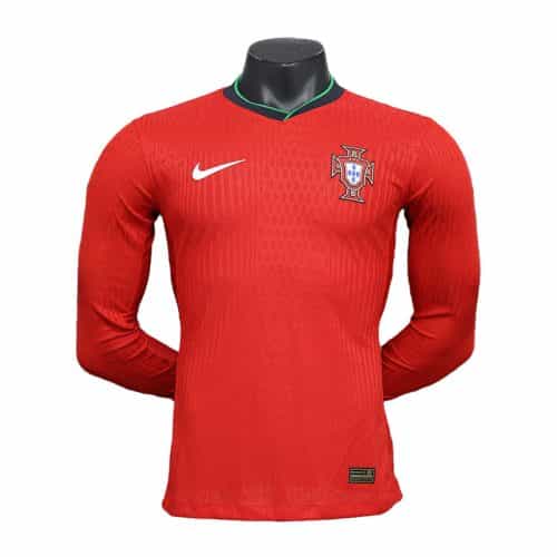 2024 Portugal Euro Home Player Version Long Sleeve Soccer Jersey