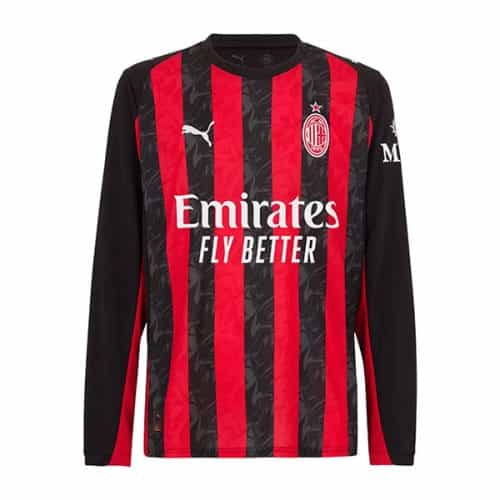 2025-2026 Ac Milan Home Long Sleeve Soccer Jersey